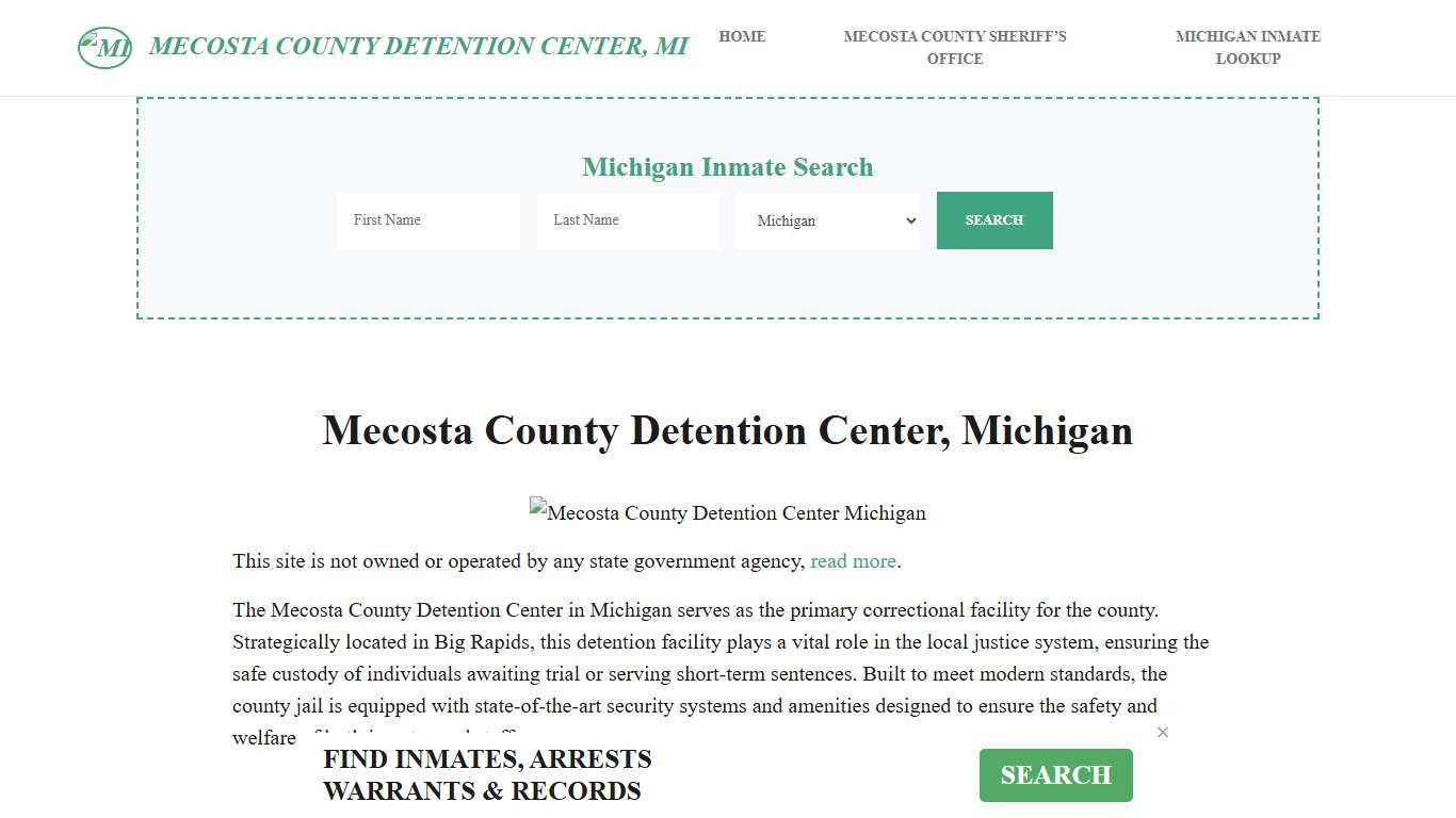Mecosta County Detention Center, MI Inmate Roster, Offender Search